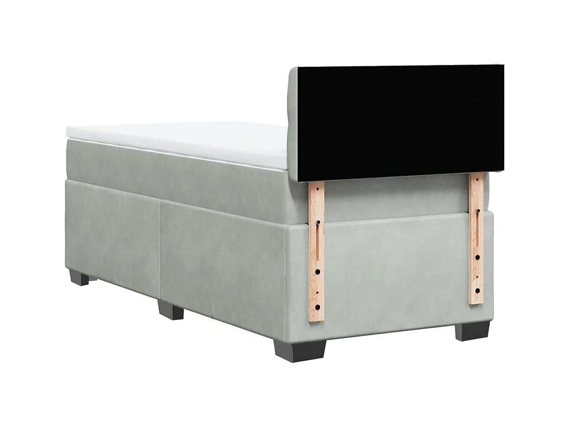 Cama box spring con colchón terciopelo gris claro 80x200 cm
