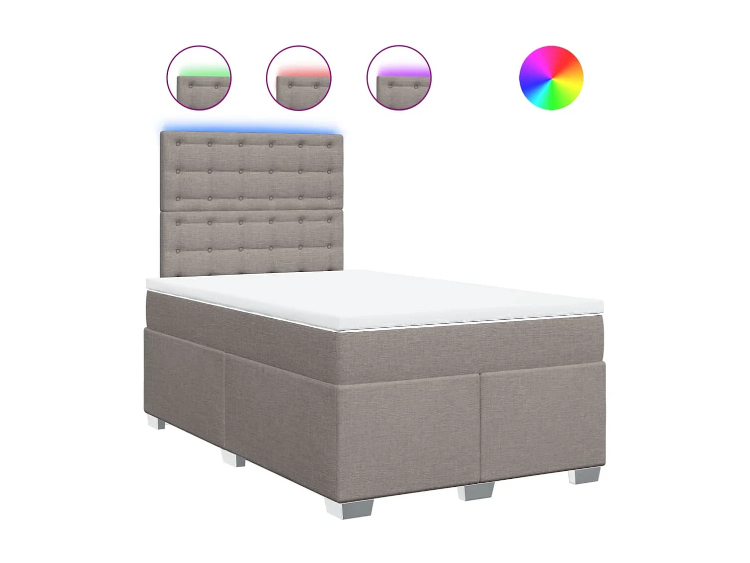 Sommier à lattes de lit avec matelas Taupe 120x200 cm Tissu