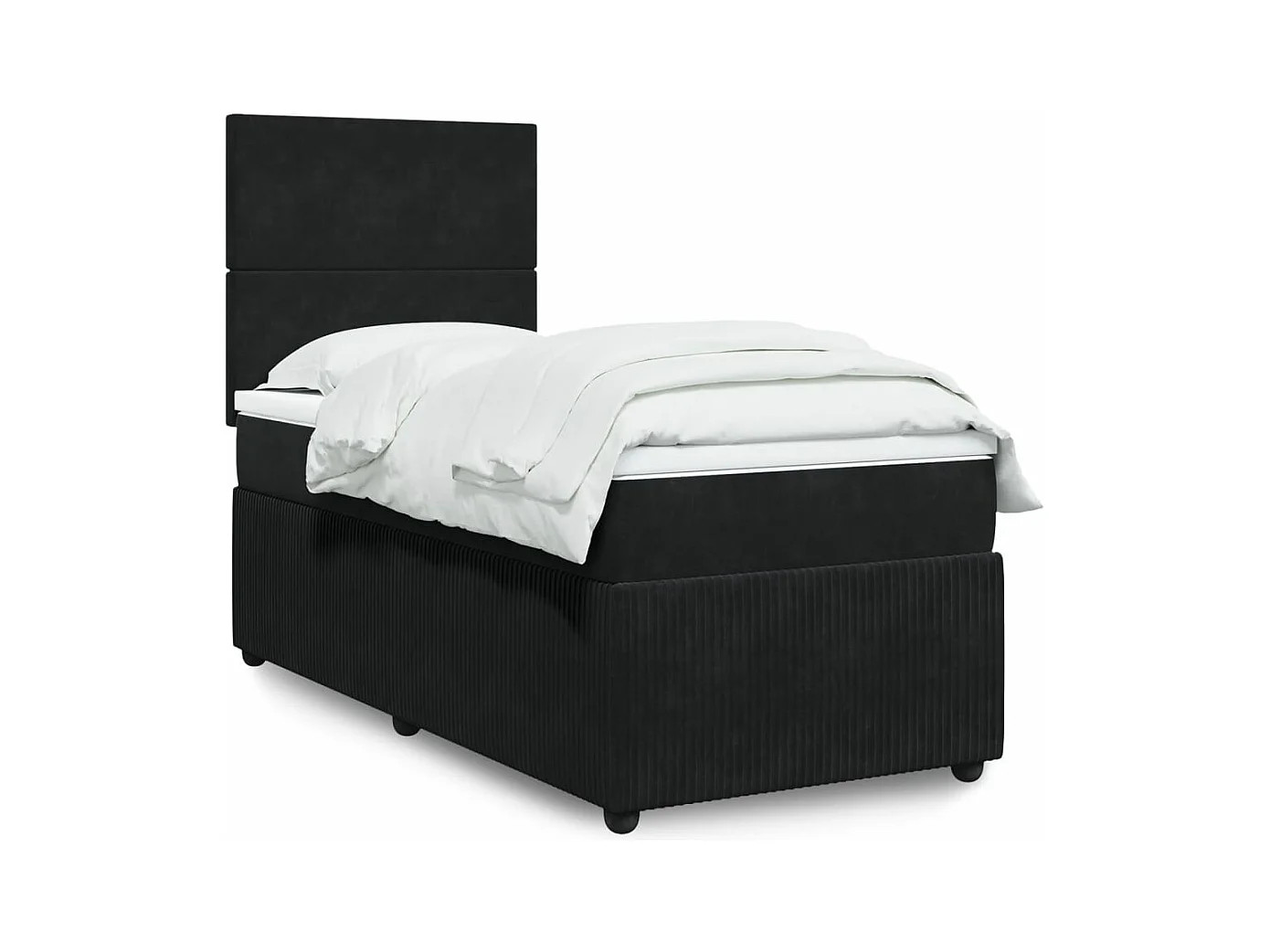 Sommier à lattes de lit avec matelas Noir 90x190 cm Velours