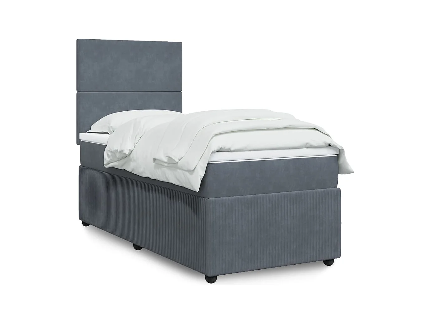 Sommier à lattes de lit et matelas Gris foncé 90x200 cm Velours