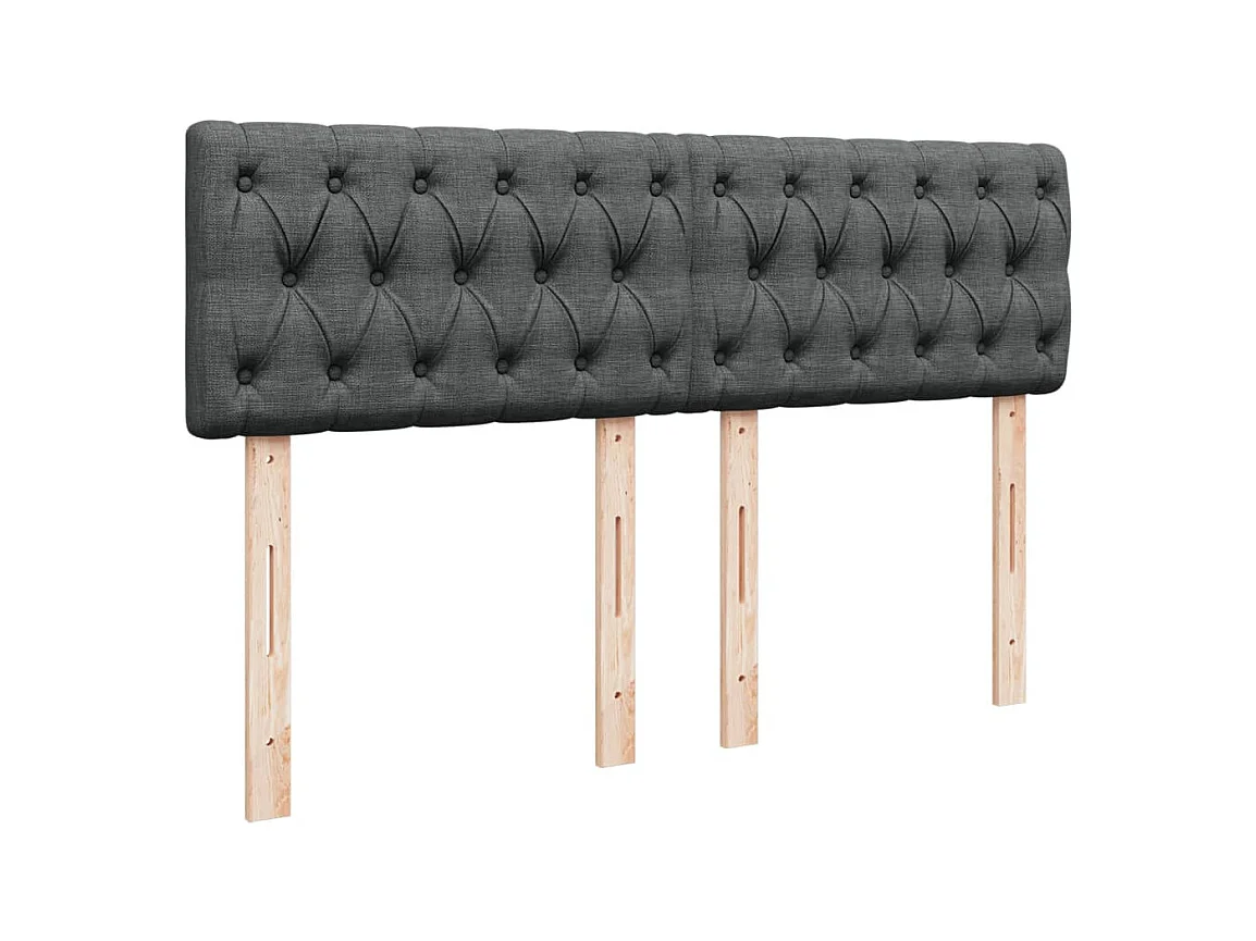 Cama box spring con colchón tela gris oscuro 140x200 cm