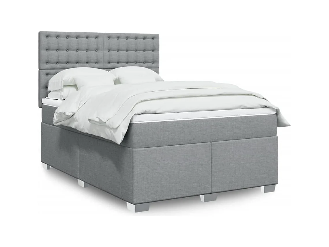 Sommier à lattes de lit avec matelas Gris clair 140x190cm Tissu