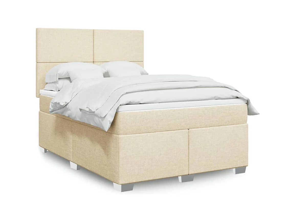 Sommier à lattes de lit avec matelas Crème 140x190 cm Tissu