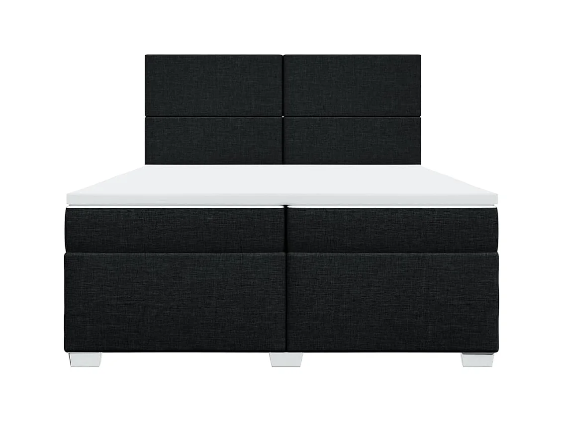 Sommier à lattes de lit avec matelas Noir 200x200 cm Tissu