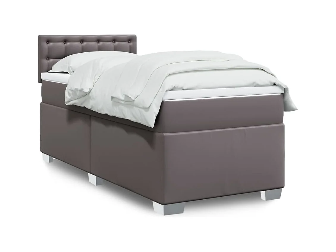Sommier à lattes de lit avec matelas Gris 80x200 cm Similicuir
