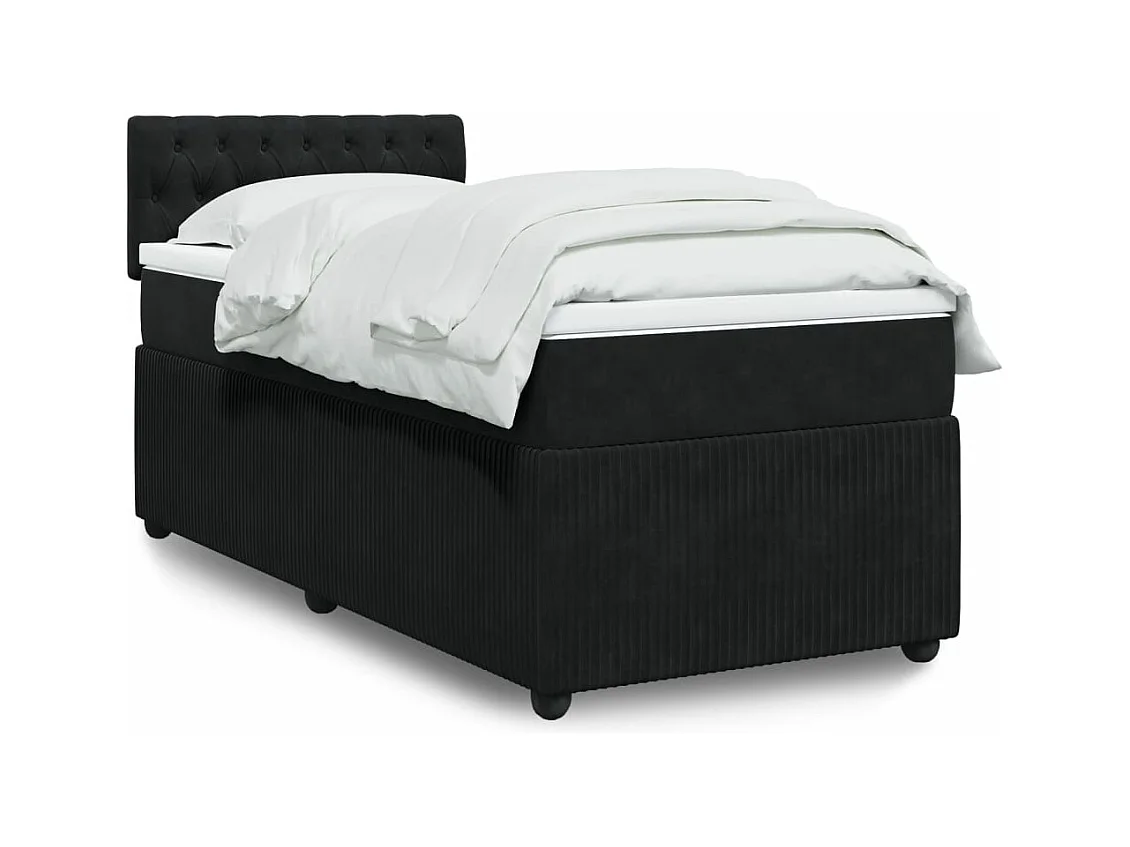 Cama com molas/colchão 100x200 cm veludo preto