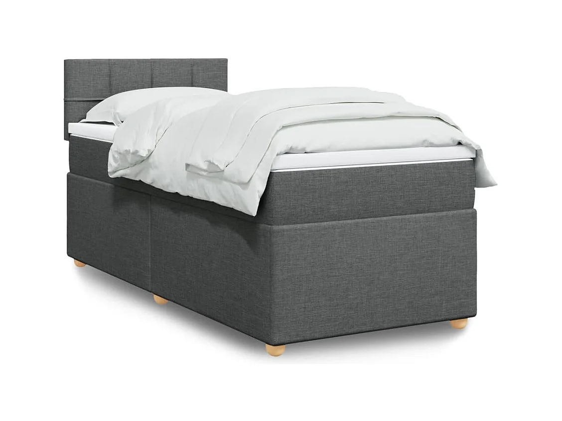 Sommier à lattes de lit avec matelas Gris foncé 80x200 cm Tissu
