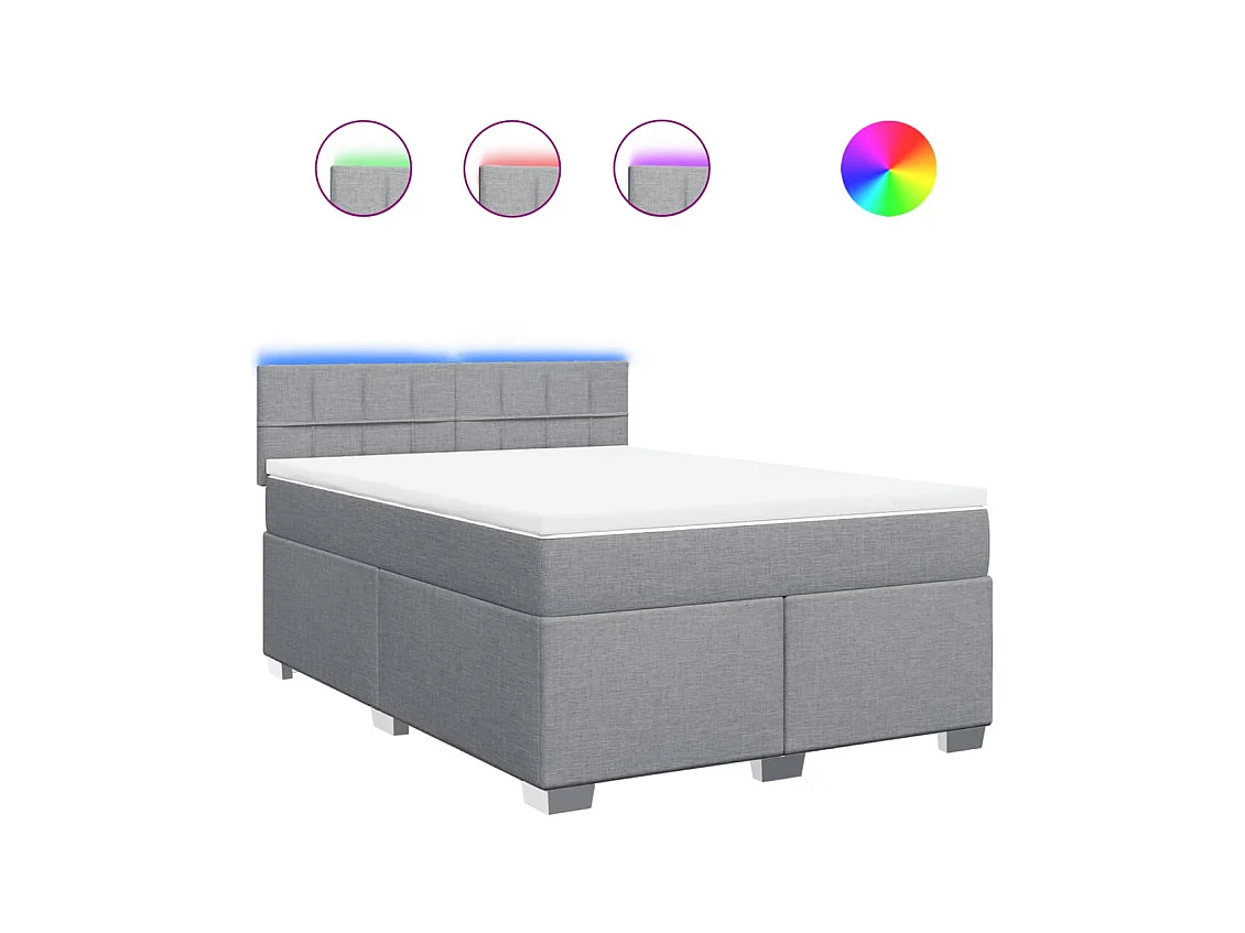 Sommier à lattes de lit avec matelas Gris clair 140x190cm Tissu