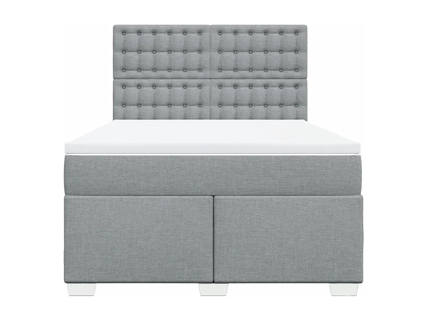 Cama box spring con colchón tela gris claro 140x190 cm