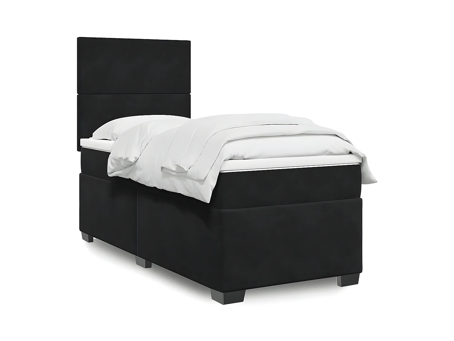 Cama box spring con colchón terciopelo negro 80x200 cm