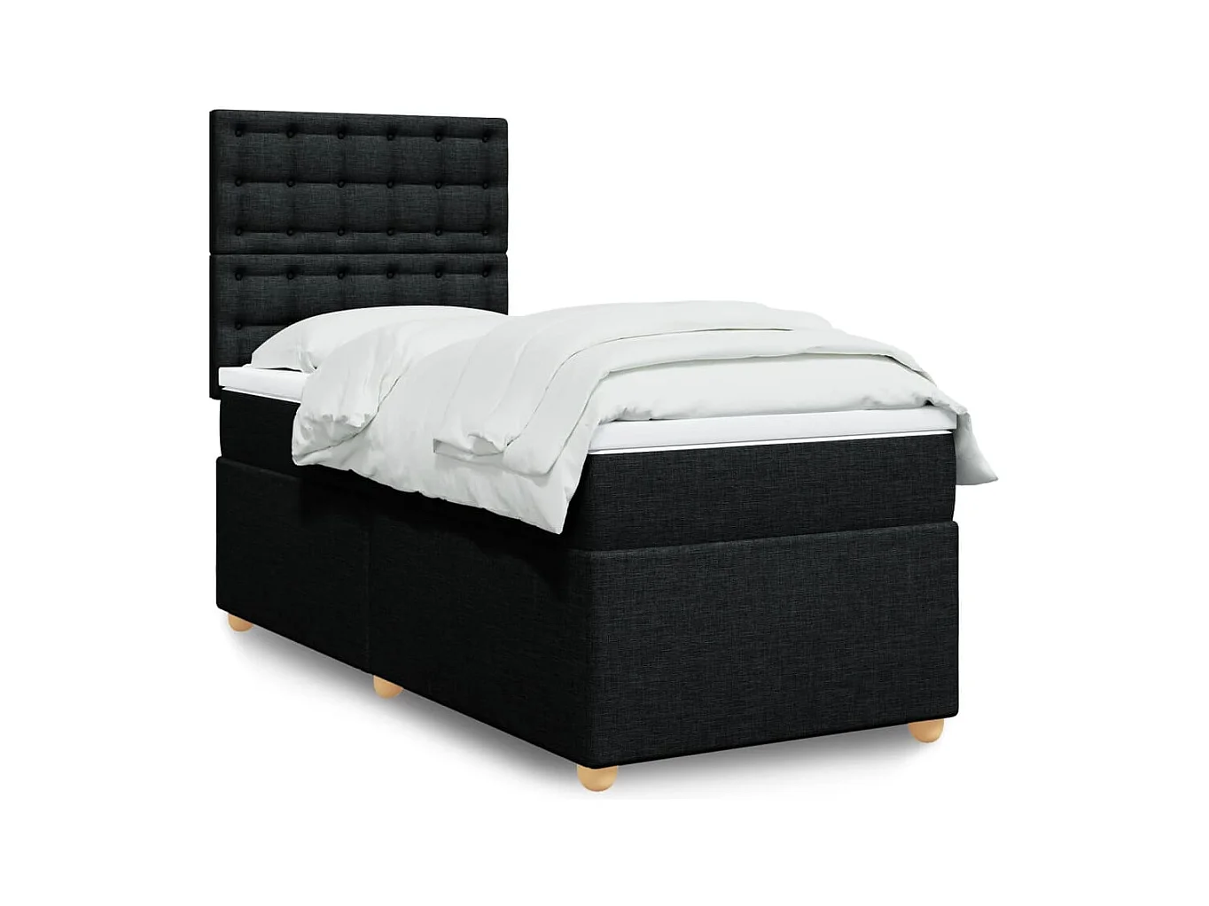 Cama box spring con colchón tela negro 90x200 cm