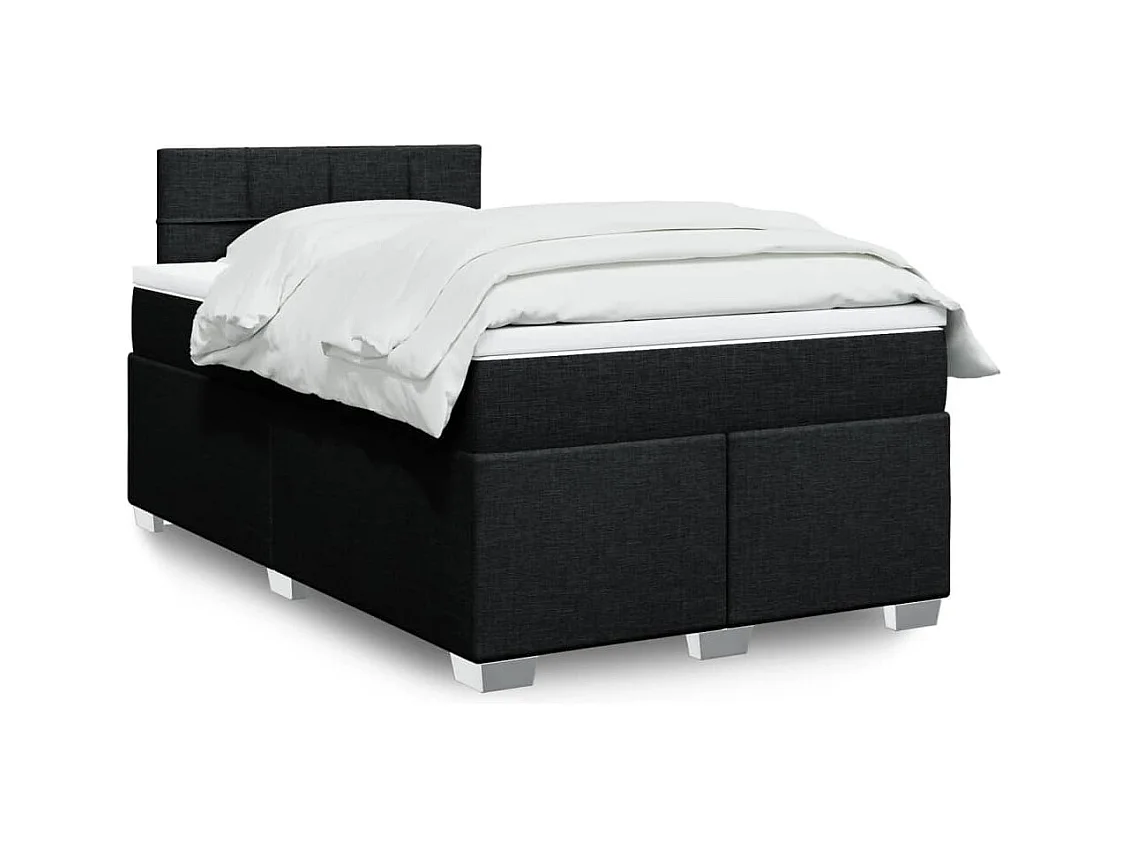 Sommier à lattes de lit avec matelas Noir 120x200 cm Tissu