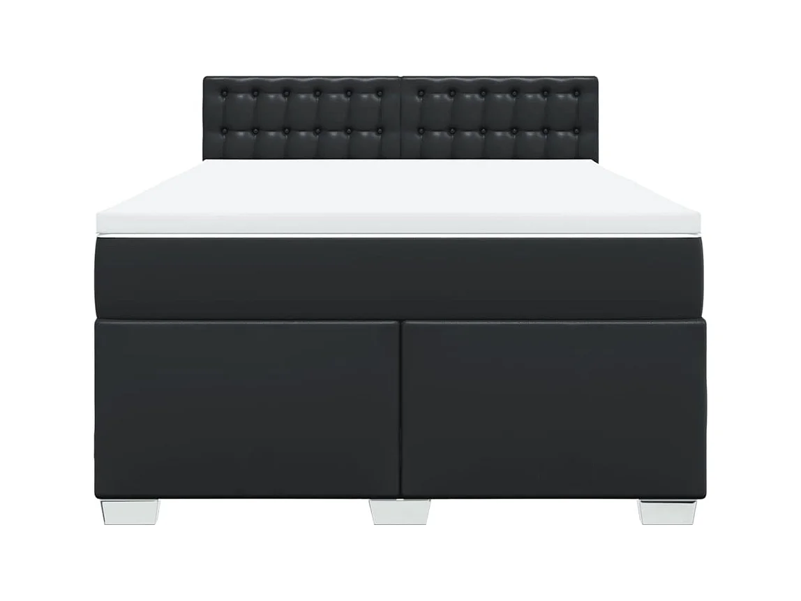 Sommier à lattes de lit avec matelas Noir 140x190 cm Similicuir