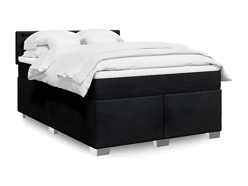 Sommier à lattes de lit avec matelas Noir 140x190 cm Tissu