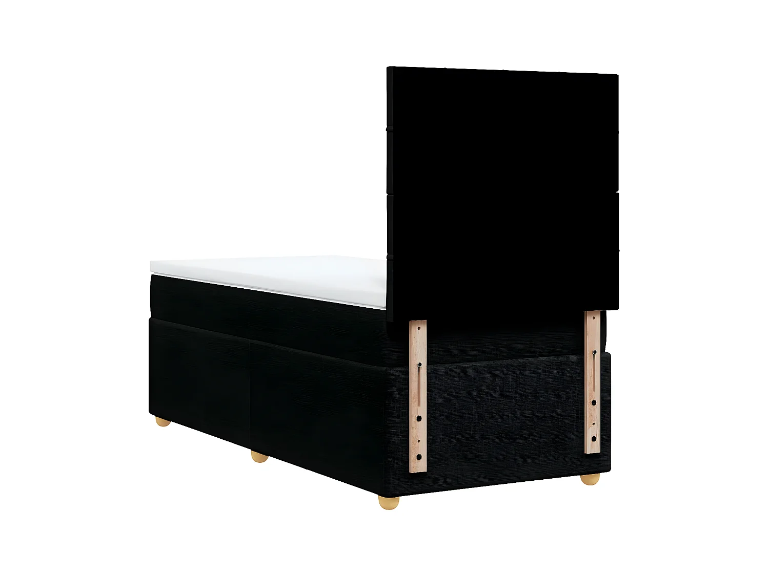 Cama box spring con colchón tela negro 90x200 cm