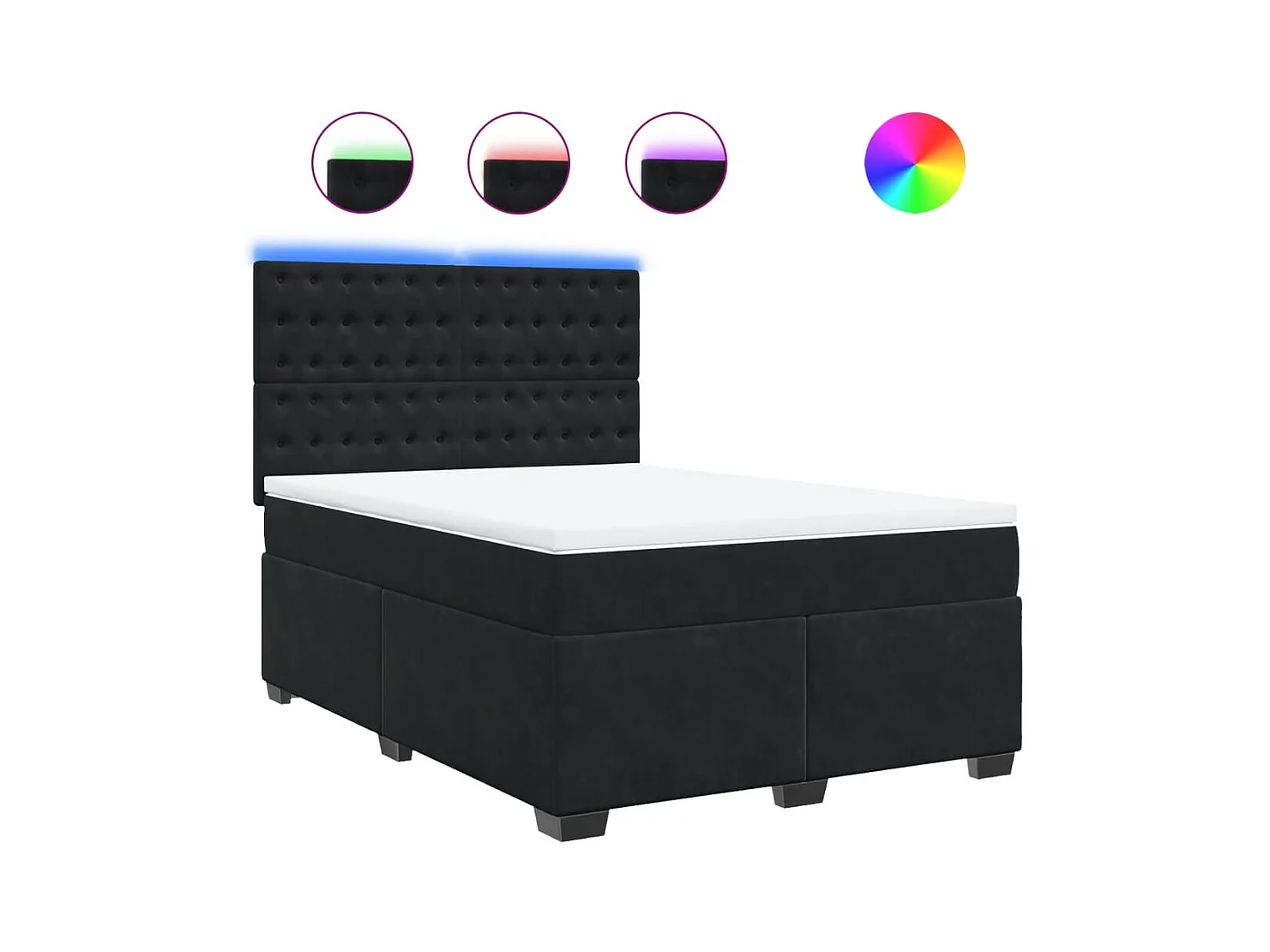 Sommier à lattes de lit avec matelas Noir 140x190 cm Velours