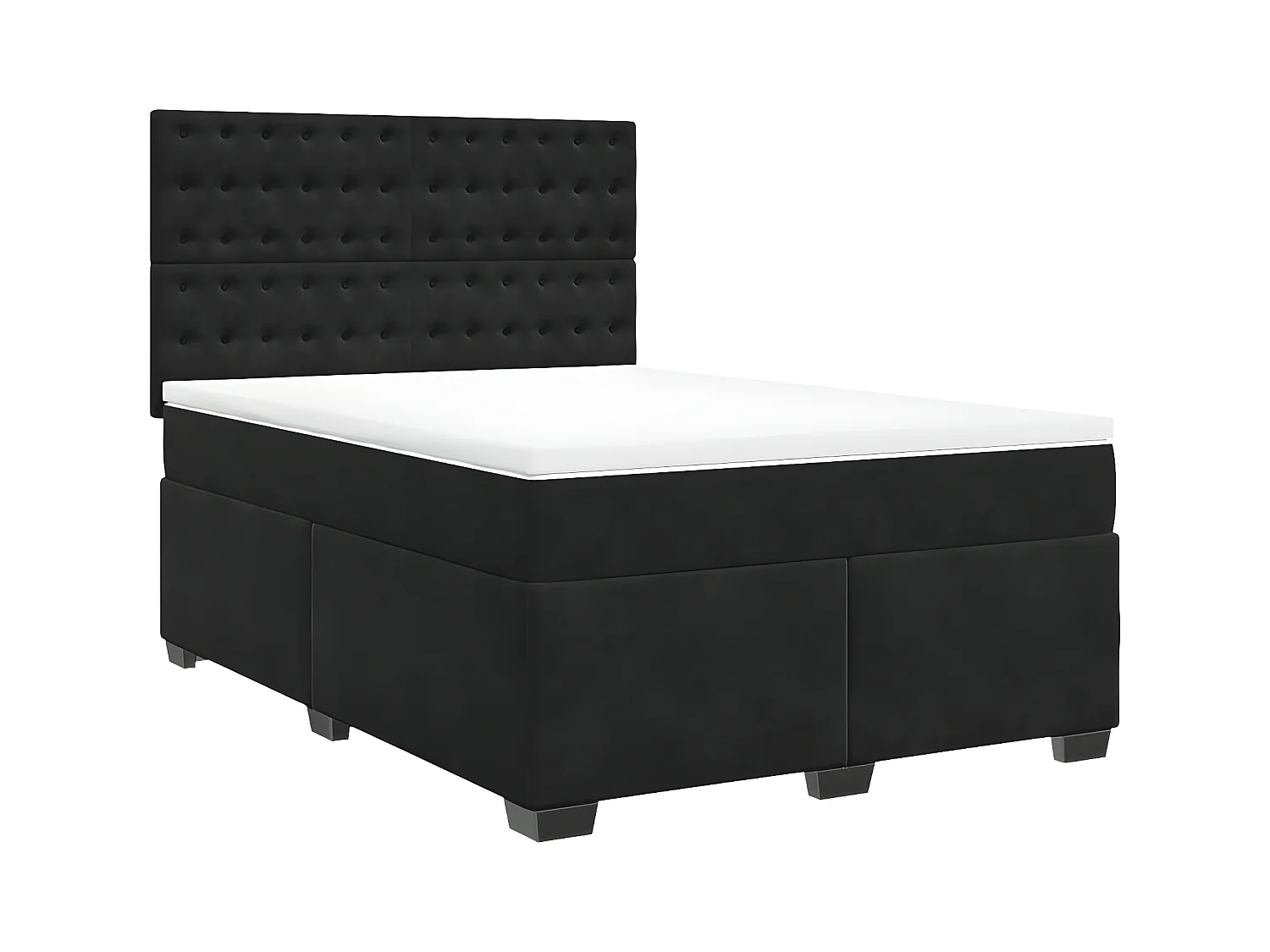 Sommier à lattes de lit avec matelas Noir 140x190 cm Velours