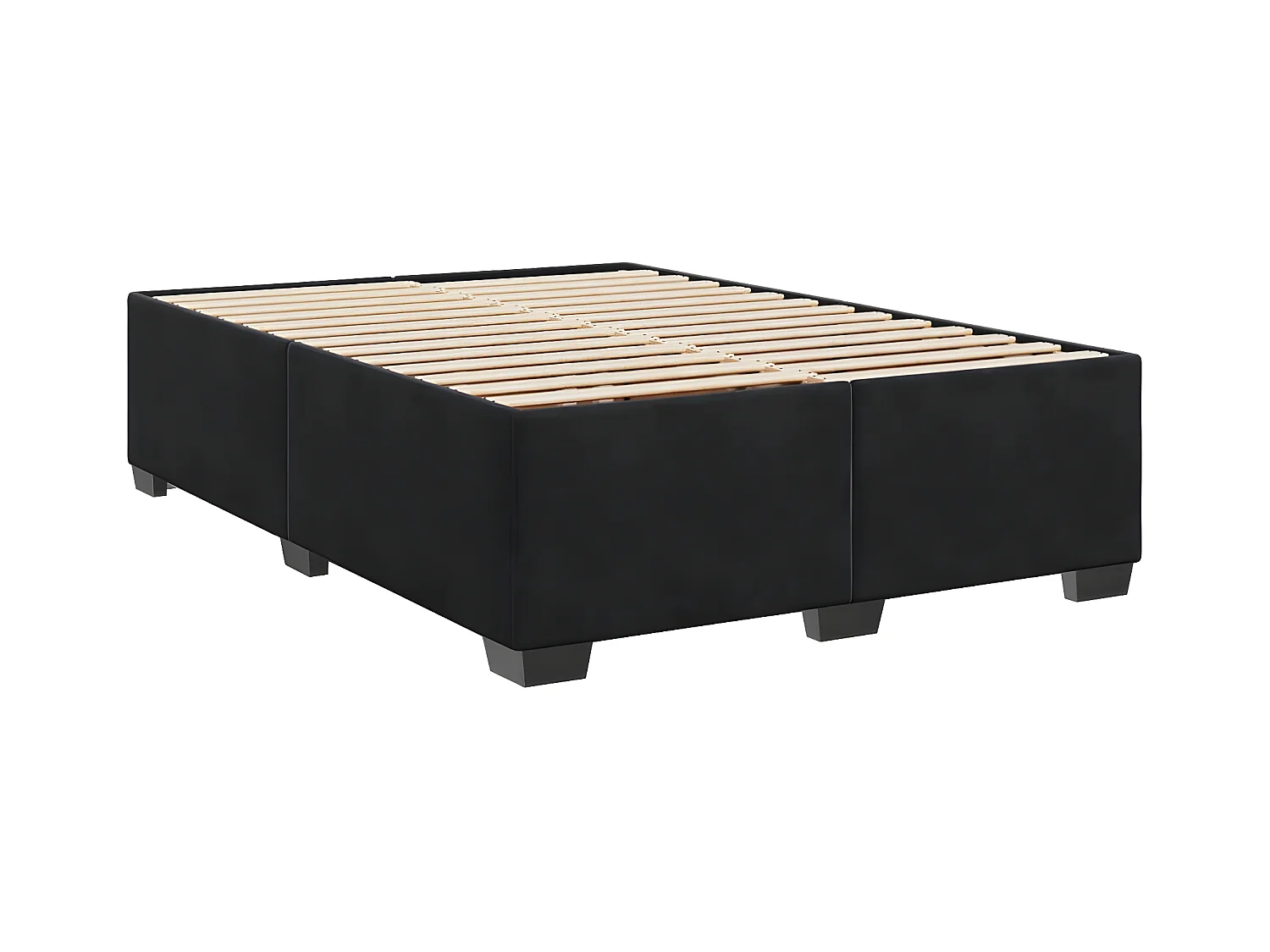Sommier à lattes de lit avec matelas Noir 140x190 cm Velours