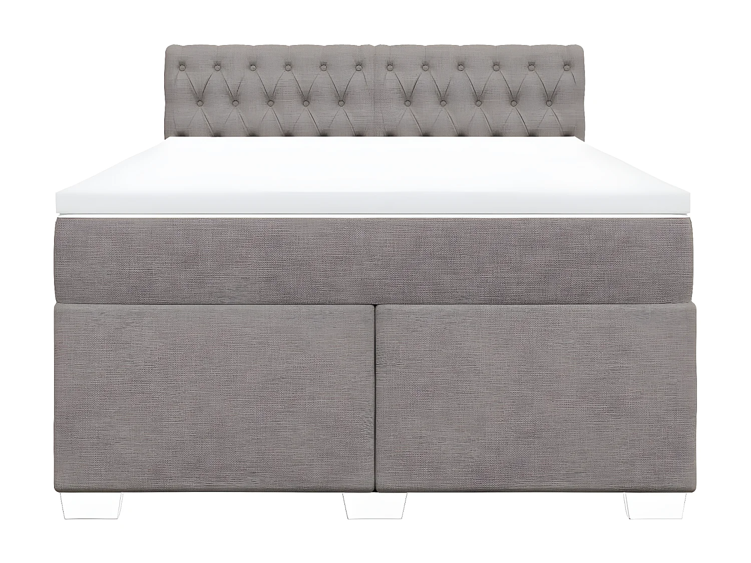 Cama box spring con colchón tela gris taupe 140x200 cm