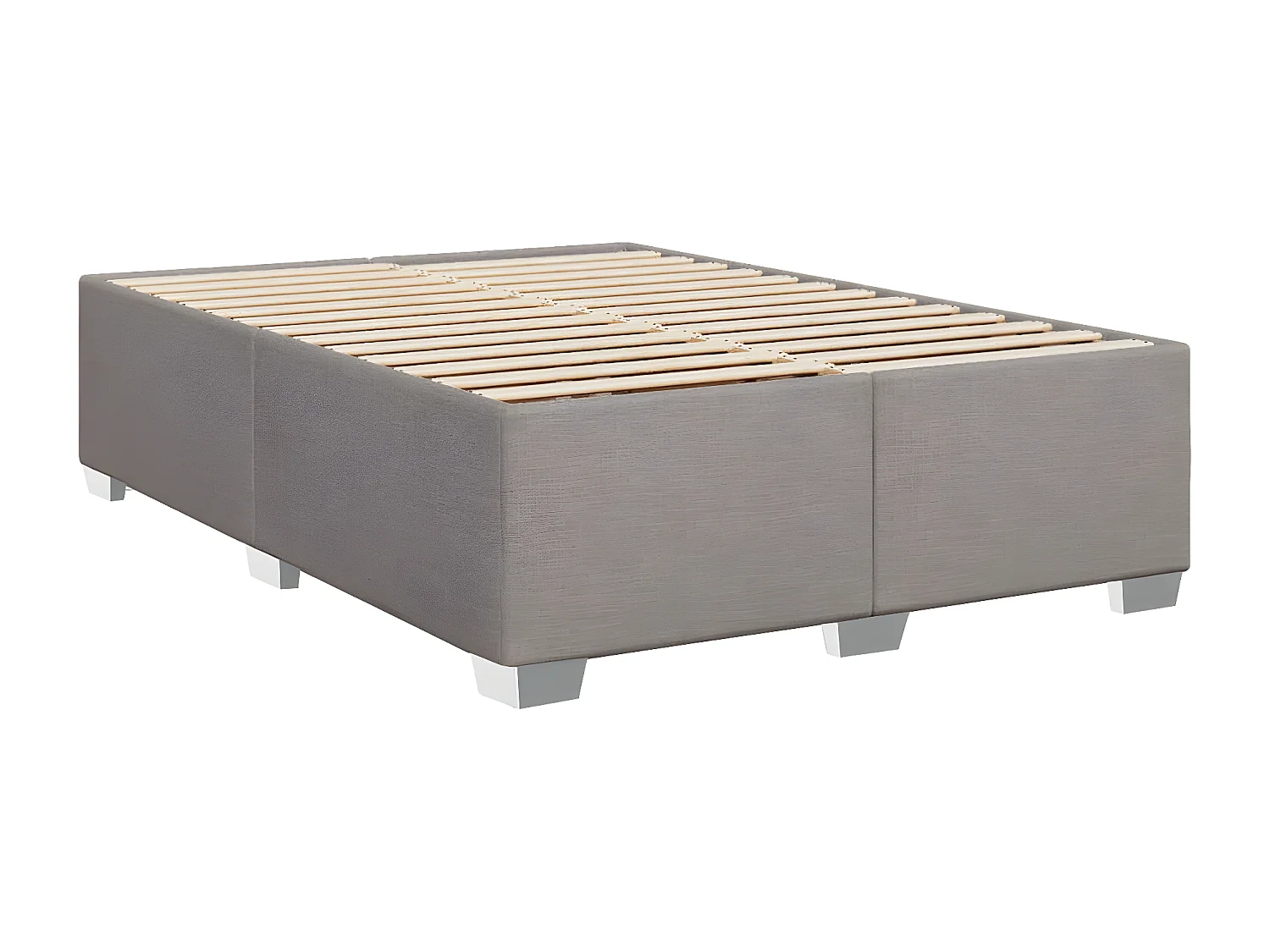 Cama box spring con colchón tela gris taupe 140x200 cm