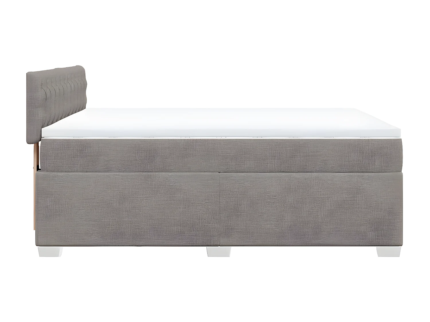 Cama box spring con colchón tela gris taupe 140x200 cm
