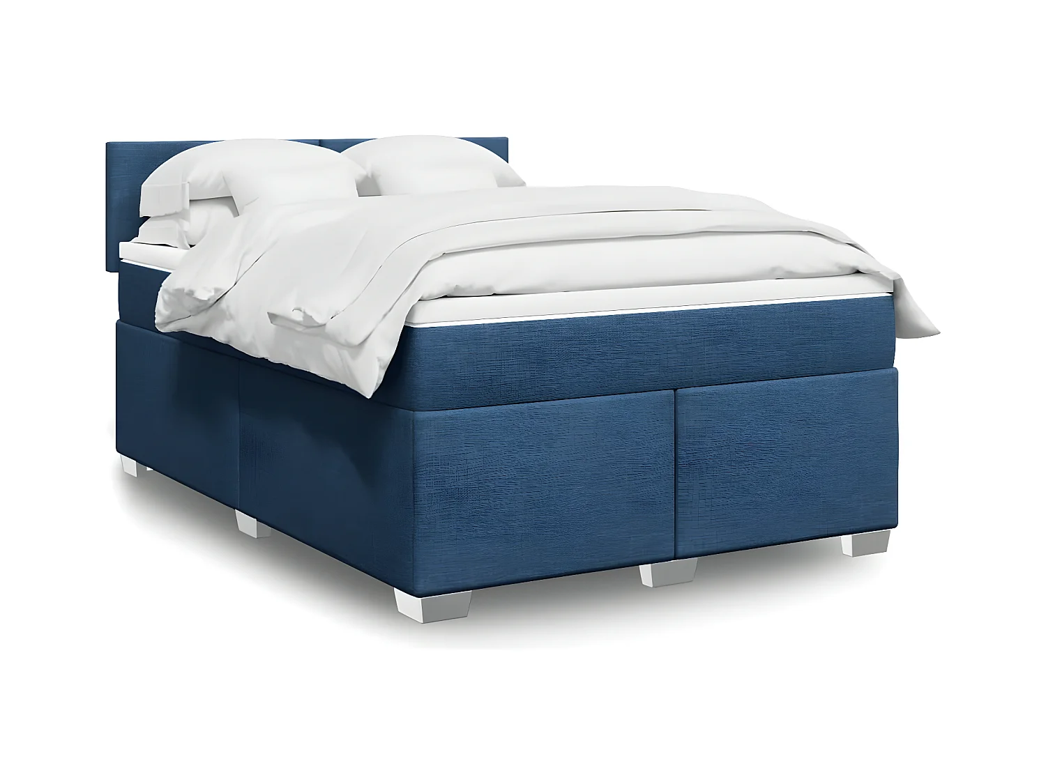 Cama box spring con colchón tela azul 140x190 cm