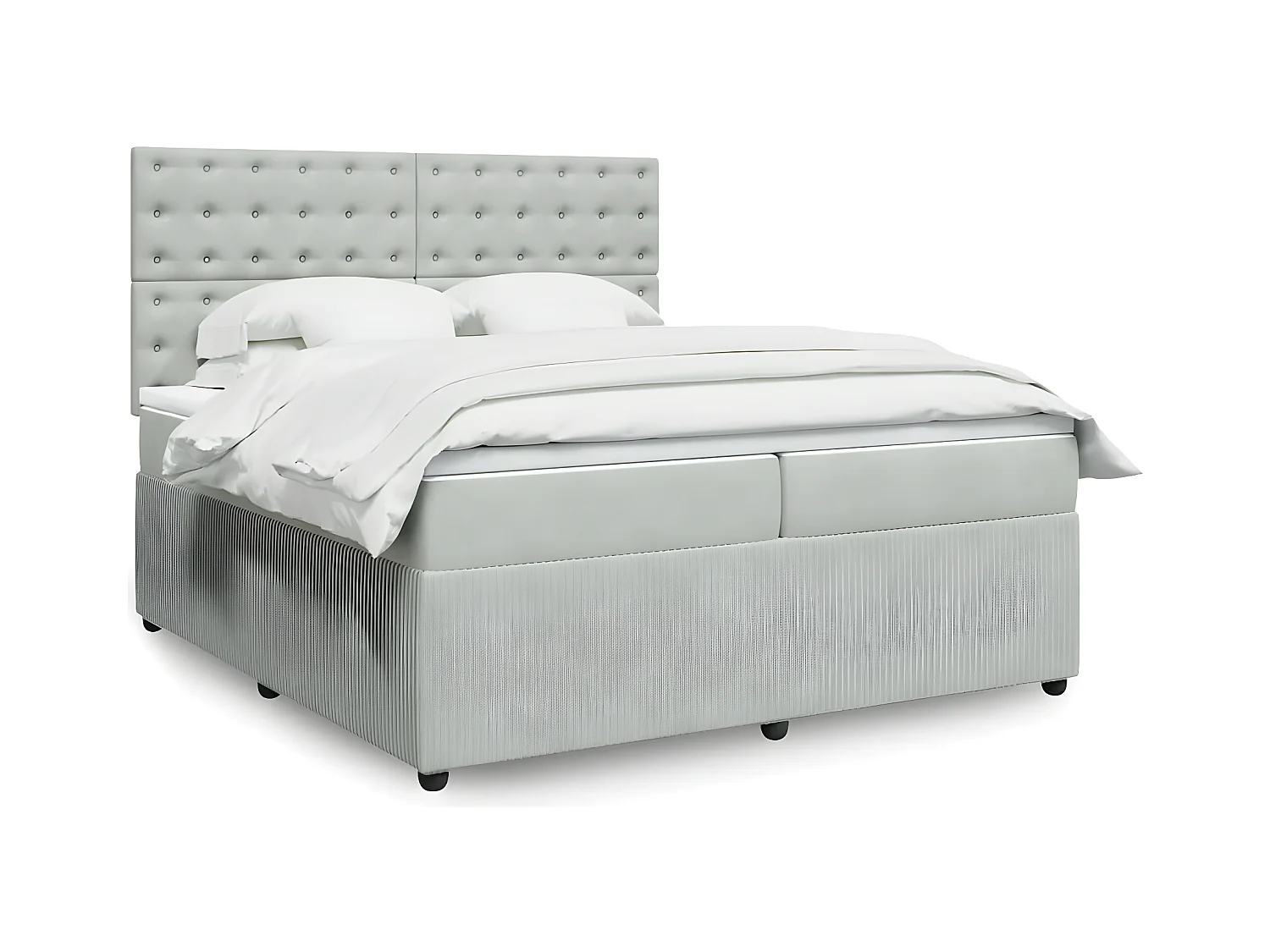 Sommier à lattes de lit et matelas Gris clair 200x200cm Velours