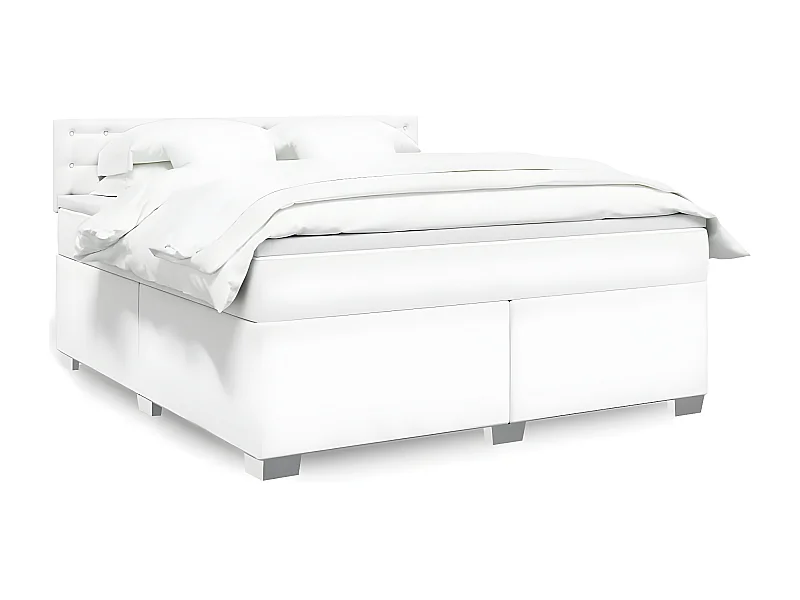 Sommier à lattes de lit avec matelas Blanc 180x200cm Similicuir