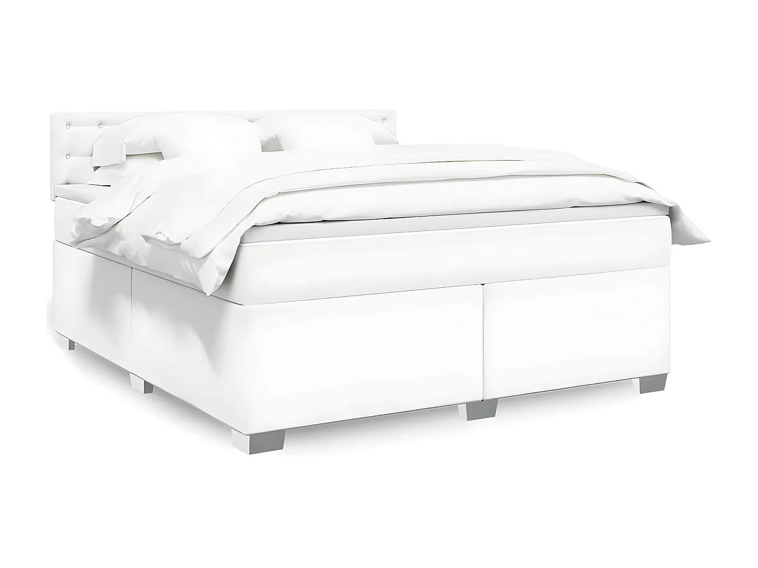 Sommier à lattes de lit avec matelas Blanc 180x200cm Similicuir