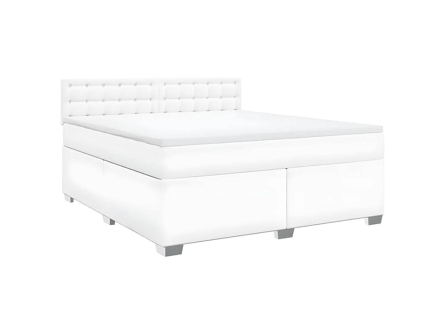 Sommier à lattes de lit avec matelas Blanc 180x200cm Similicuir