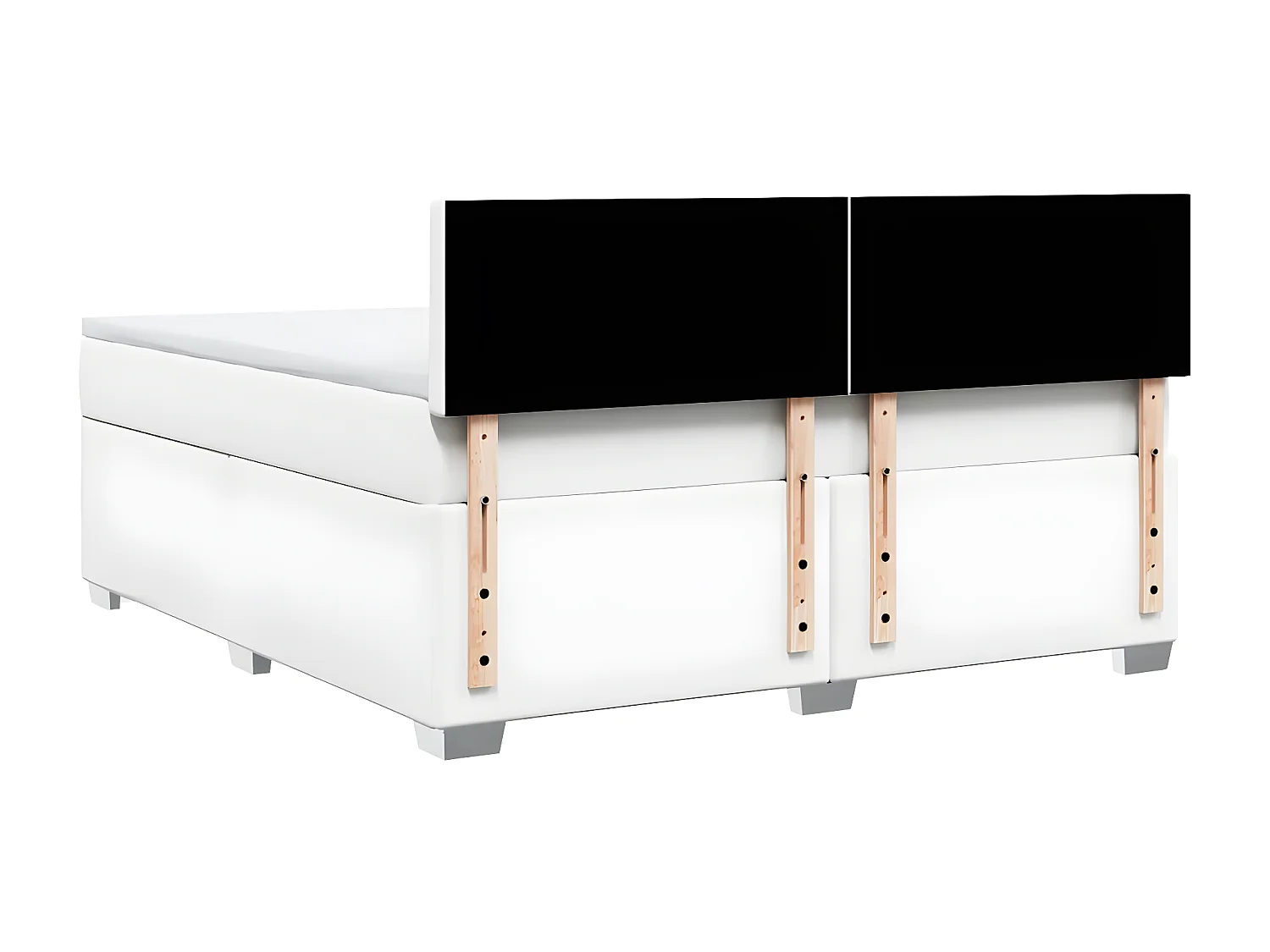 Cama box spring con colchón cuero sintético blanco 180x200 cm