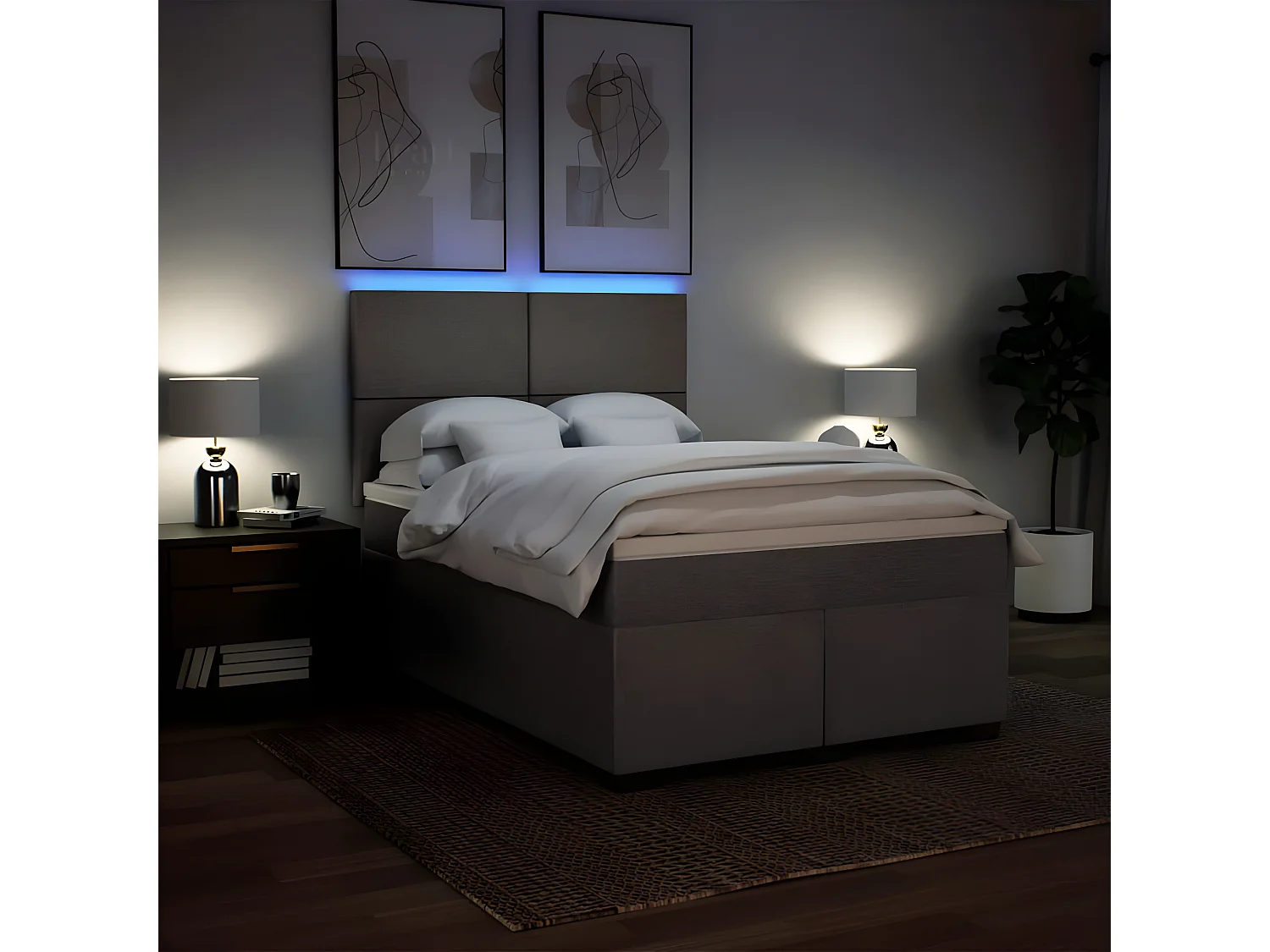 Cama com molas/colchão 140x200 cm tecido castanho-acinzentado