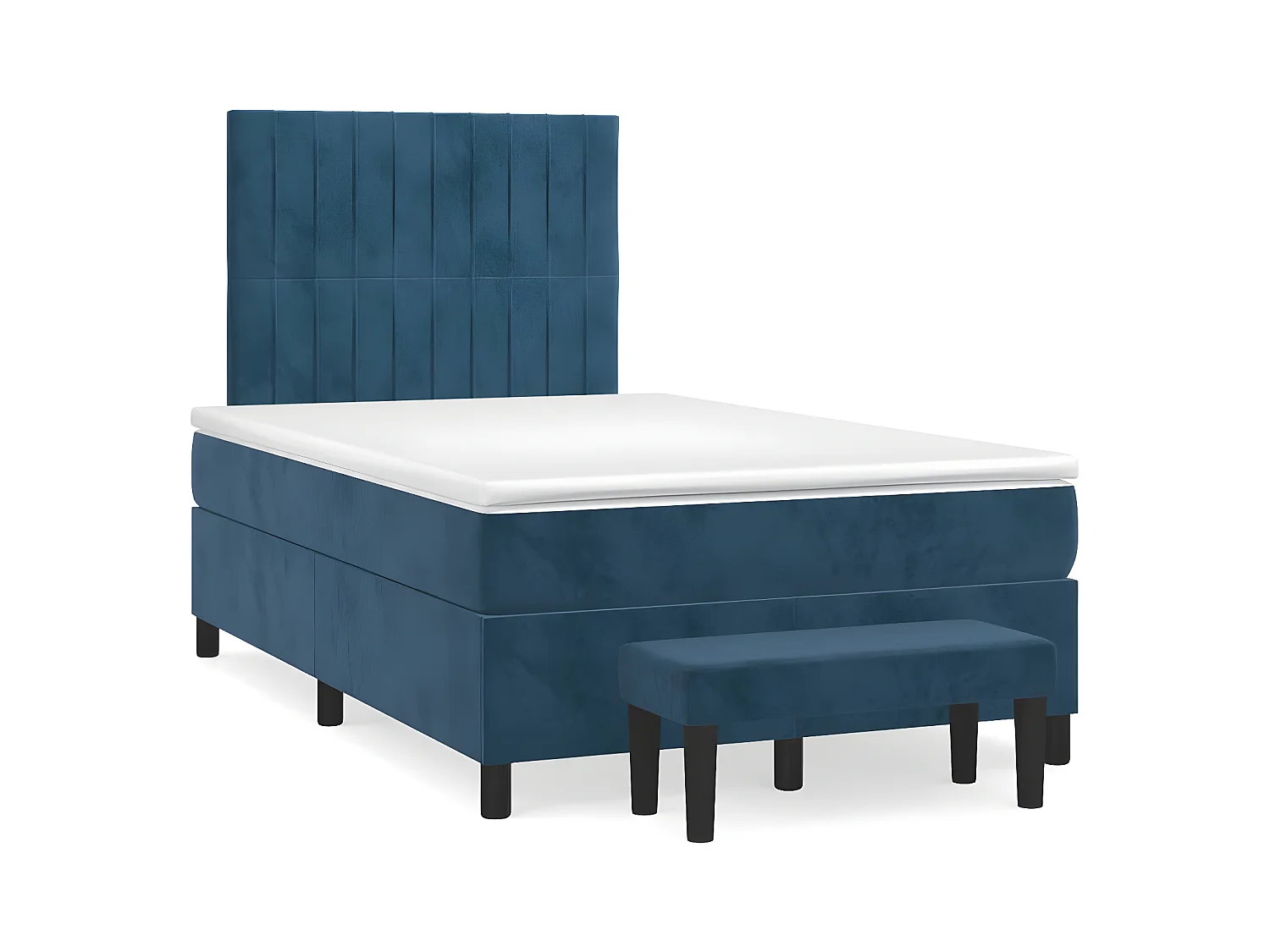 Cama boxspring com colchão 120x190 cm veludo azul-escuro