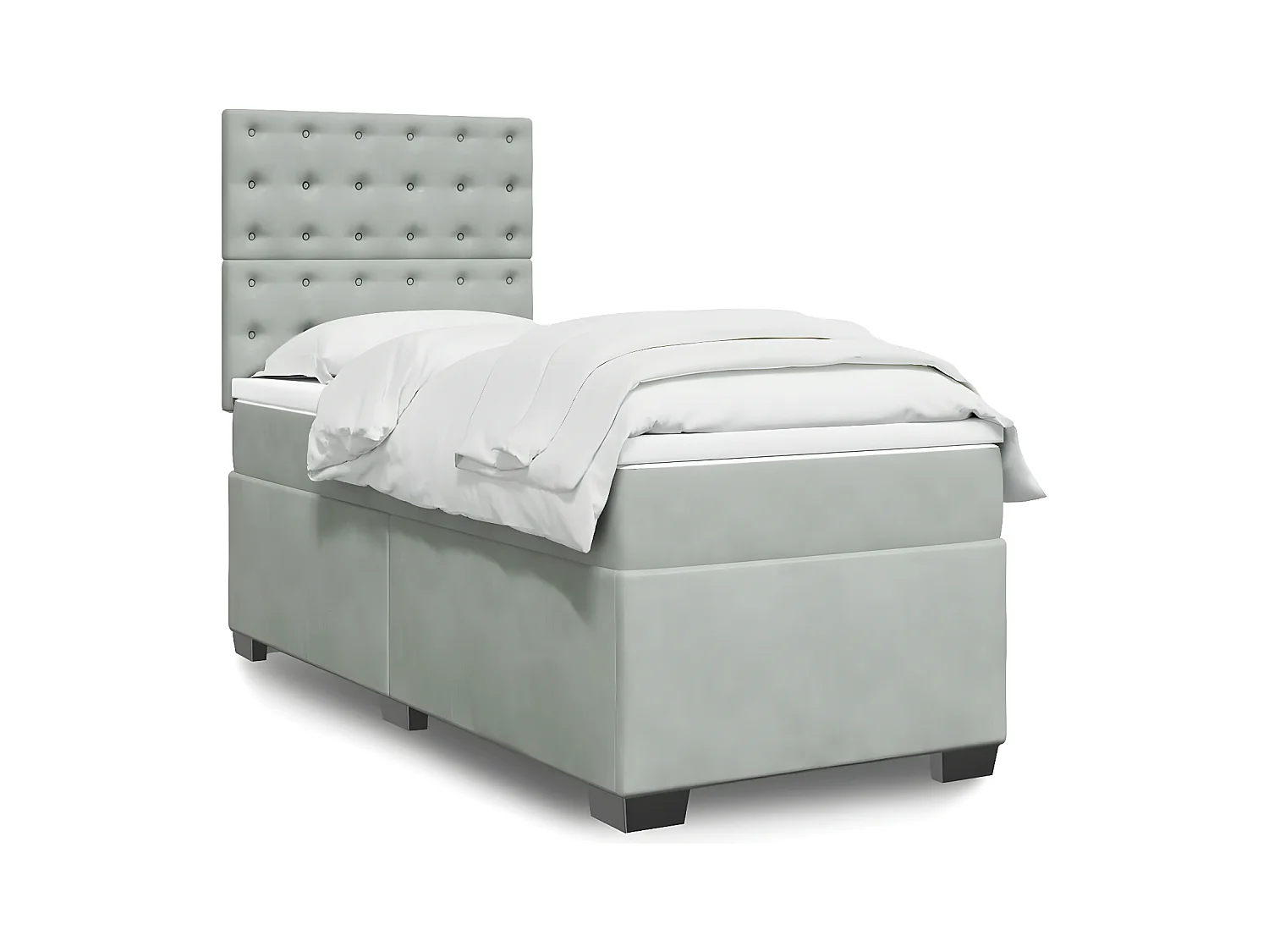 Sommier à lattes de lit et matelas Gris clair 90x200 cm Velours