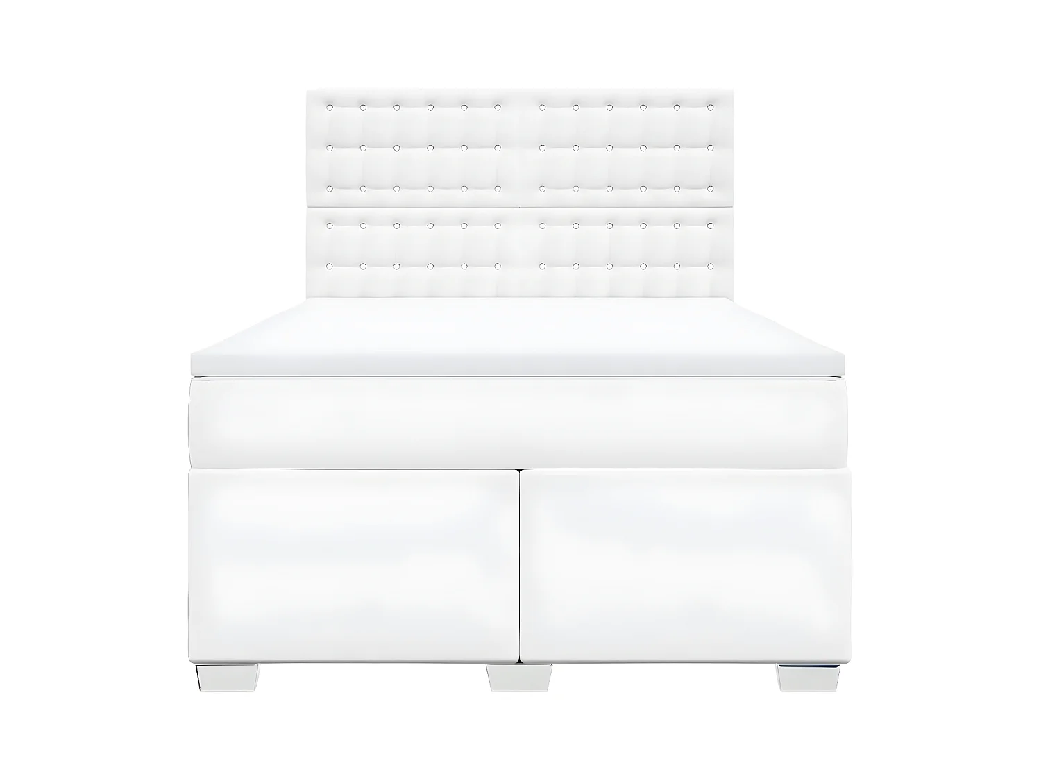 Cama com molas/colchão 160x200 cm couro artificial branco