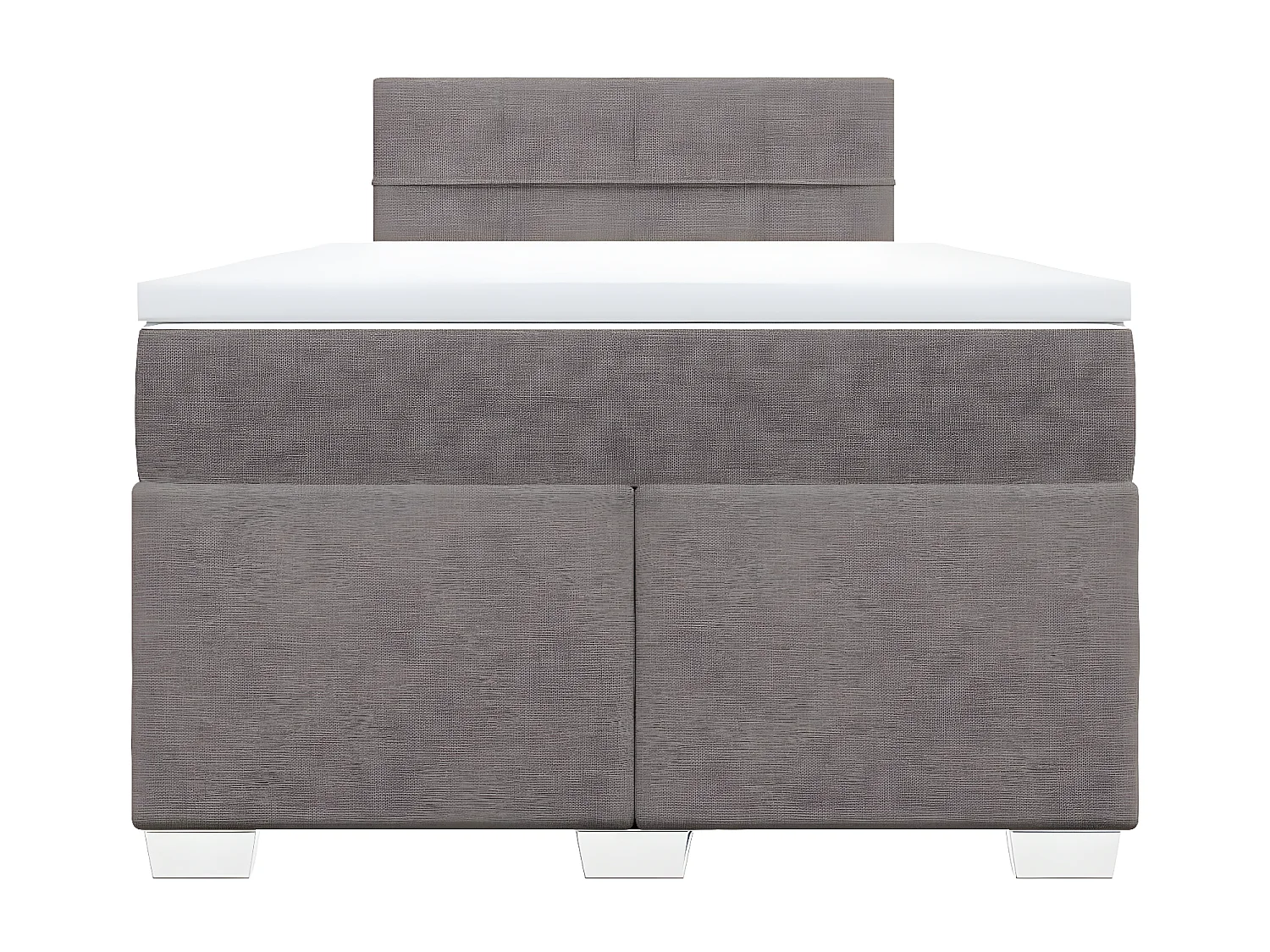 Cama box spring con colchón tela gris taupe 120x200 cm