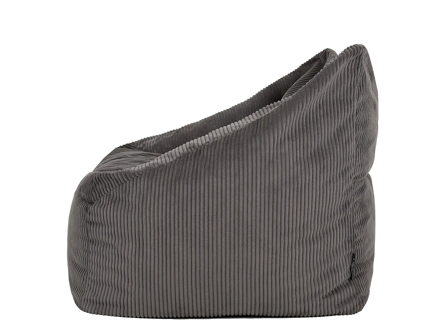 Pouf fauteuil avec repose-pied rond velours côtelé gris anthracite, salon ou chambre - NATALIA
