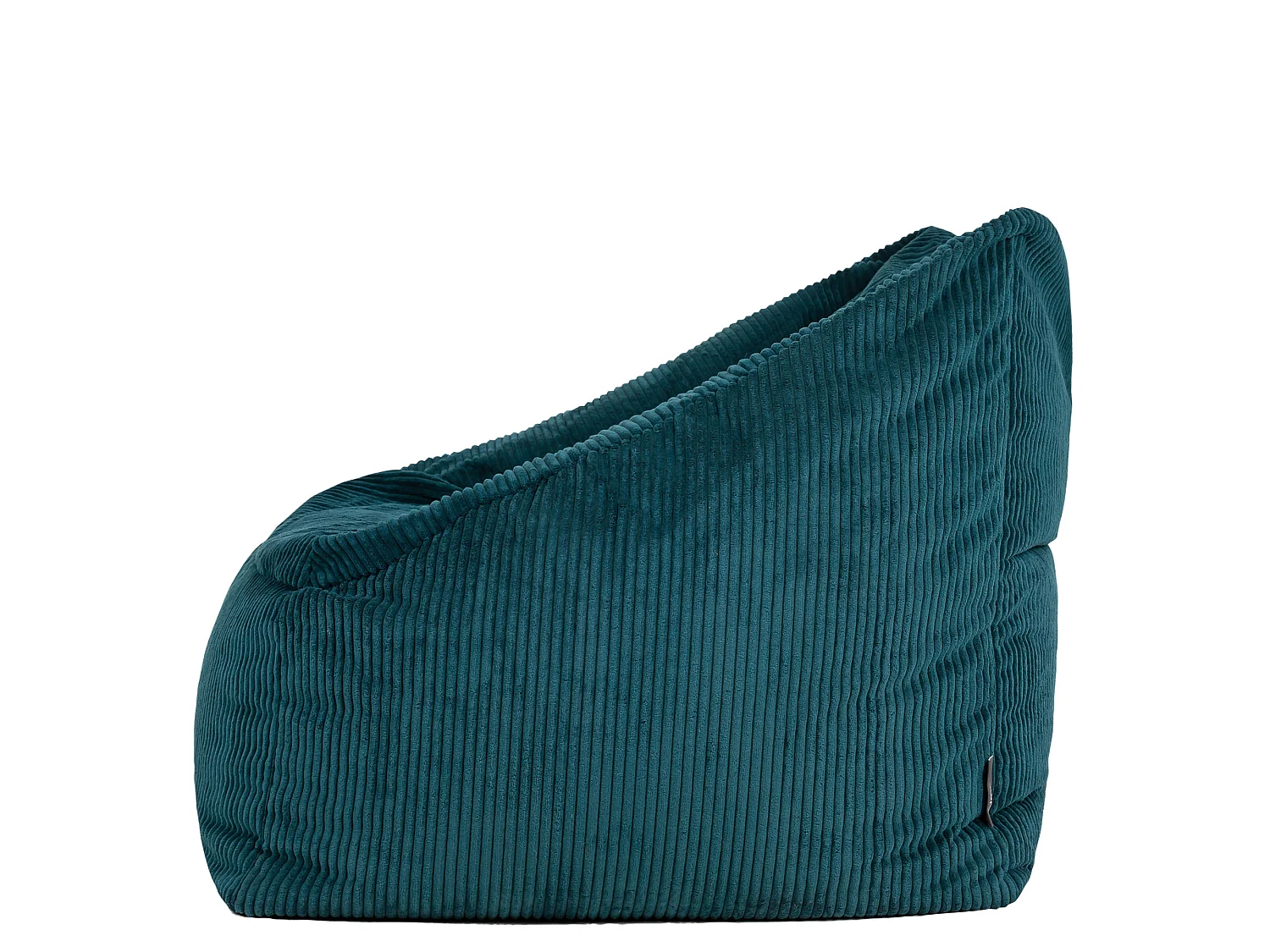 Pouf fauteuil avec repose-pied rond velours côtelé bleu canard, salon ou chambre - NATALIA