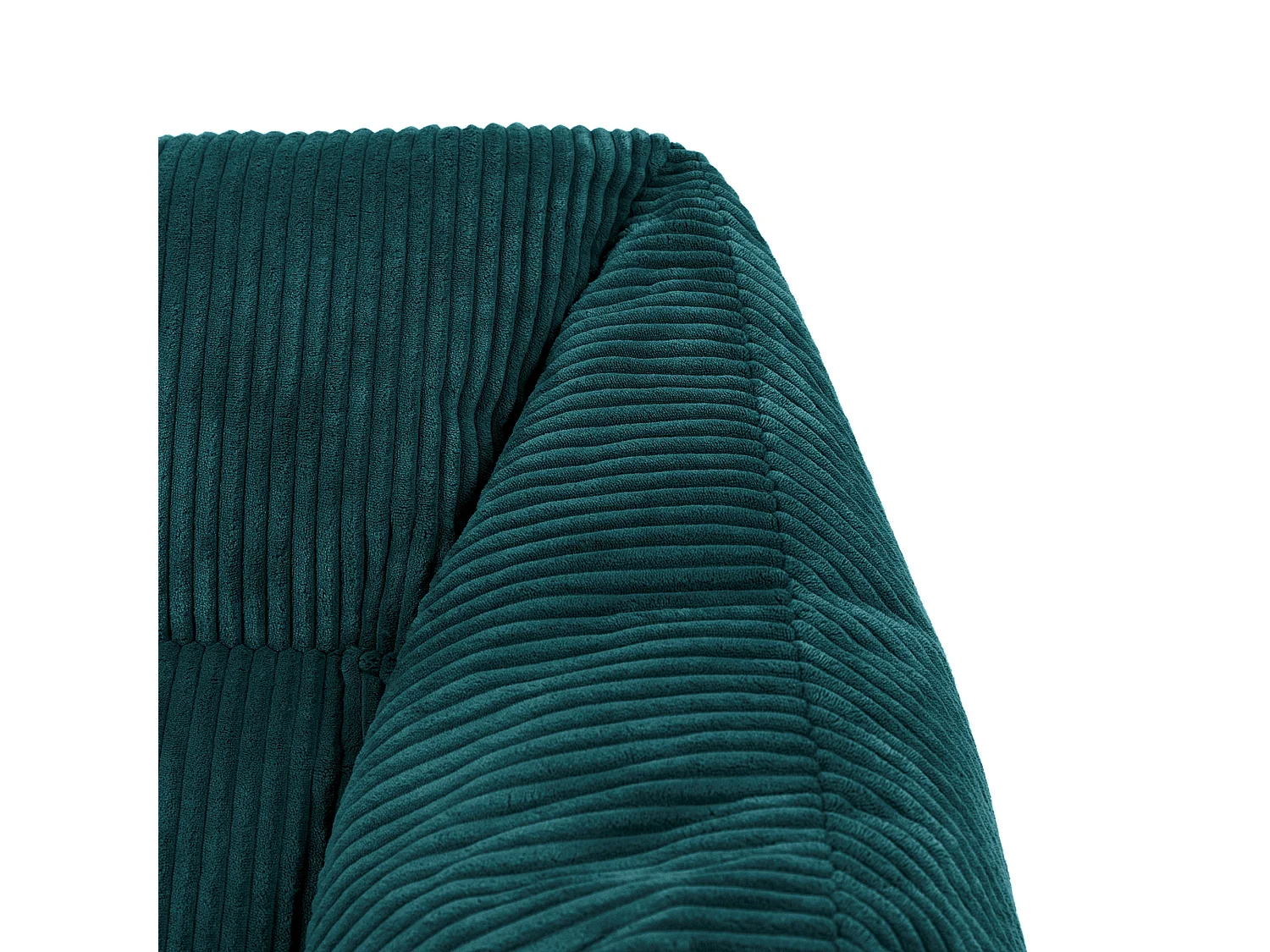 Pouf fauteuil avec repose-pied rond velours côtelé bleu canard, salon ou chambre - NATALIA