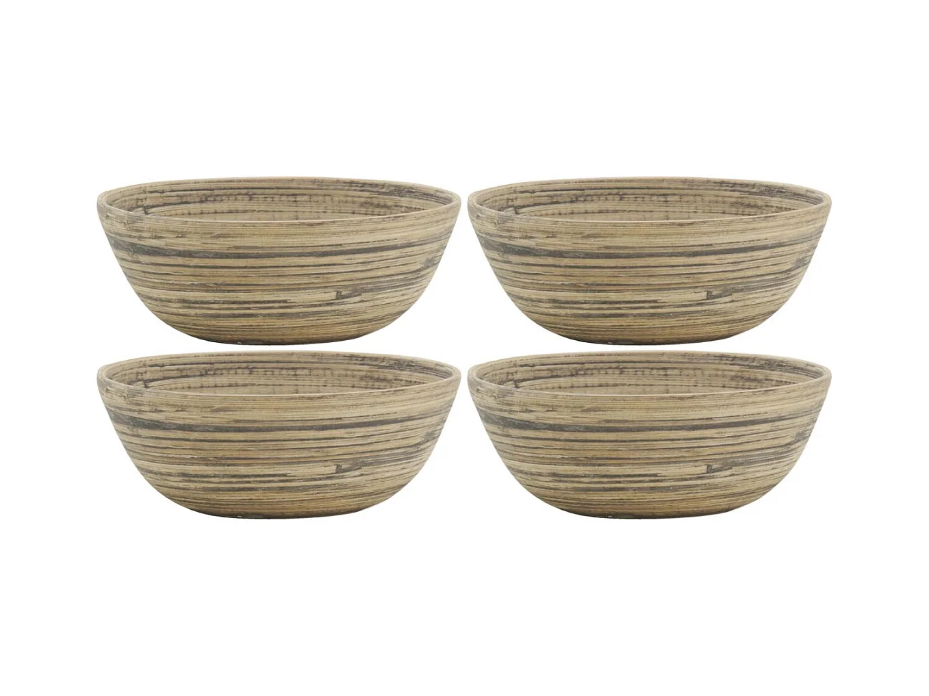 Corbeille ronde en bambou naturel et noir Lot de 4
