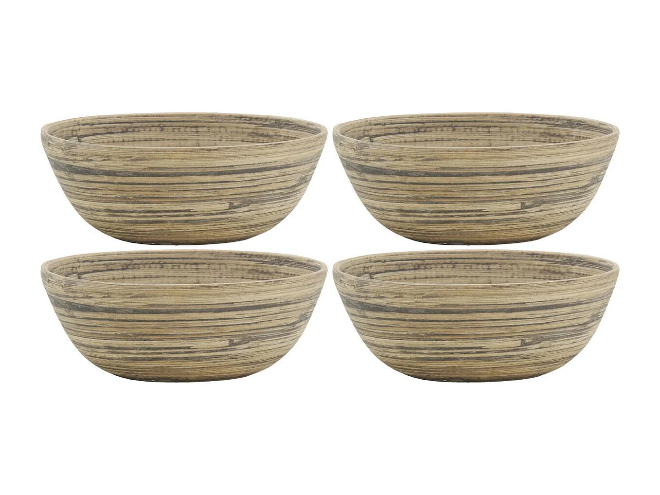 Corbeille ronde en bambou naturel et noir Lot de 4