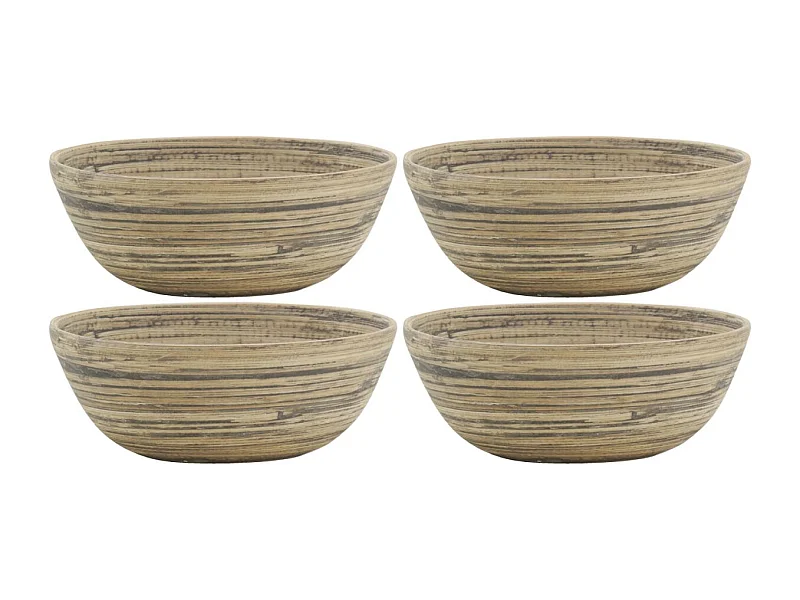 Corbeille ronde en bambou naturel et noir Lot de 4