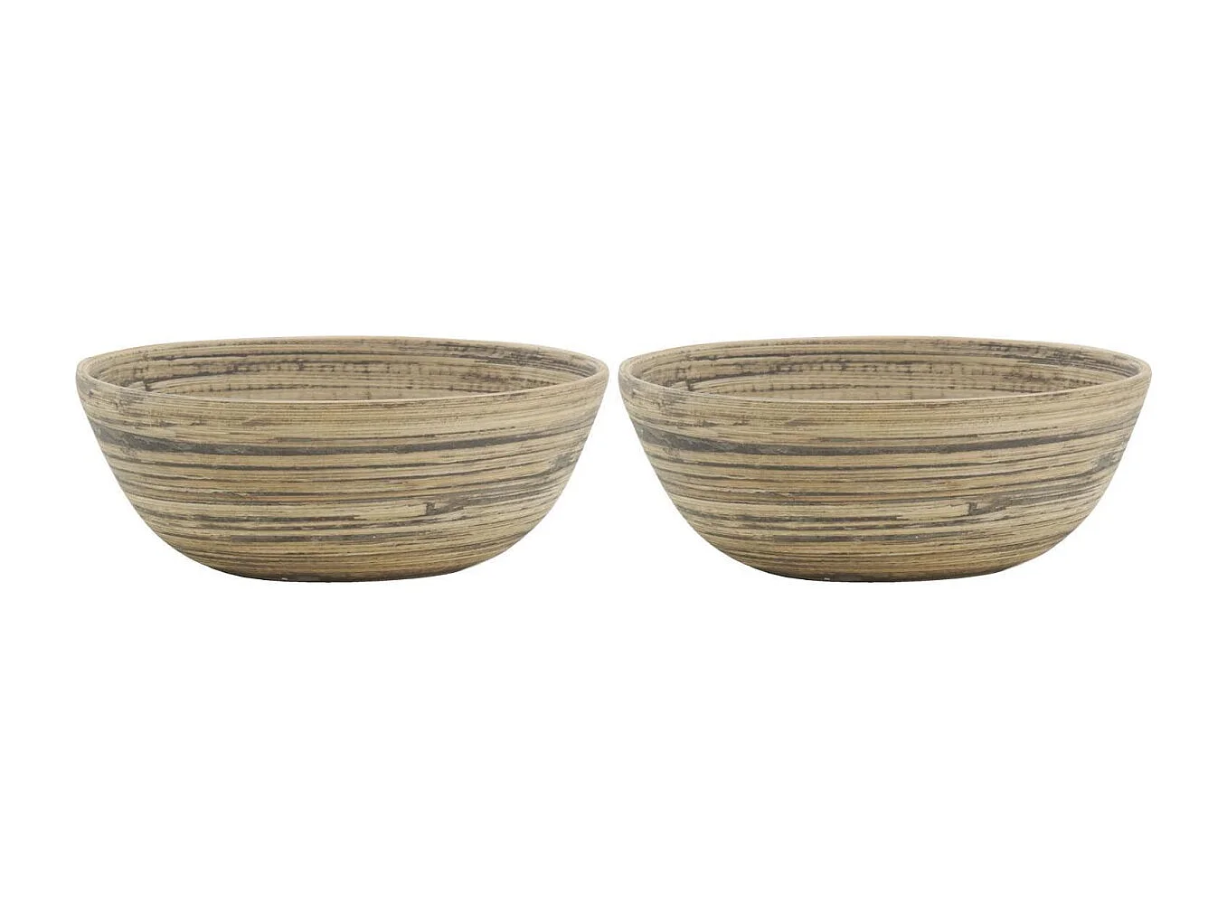 Corbeille ronde en bambou naturel et noir Lot de 2