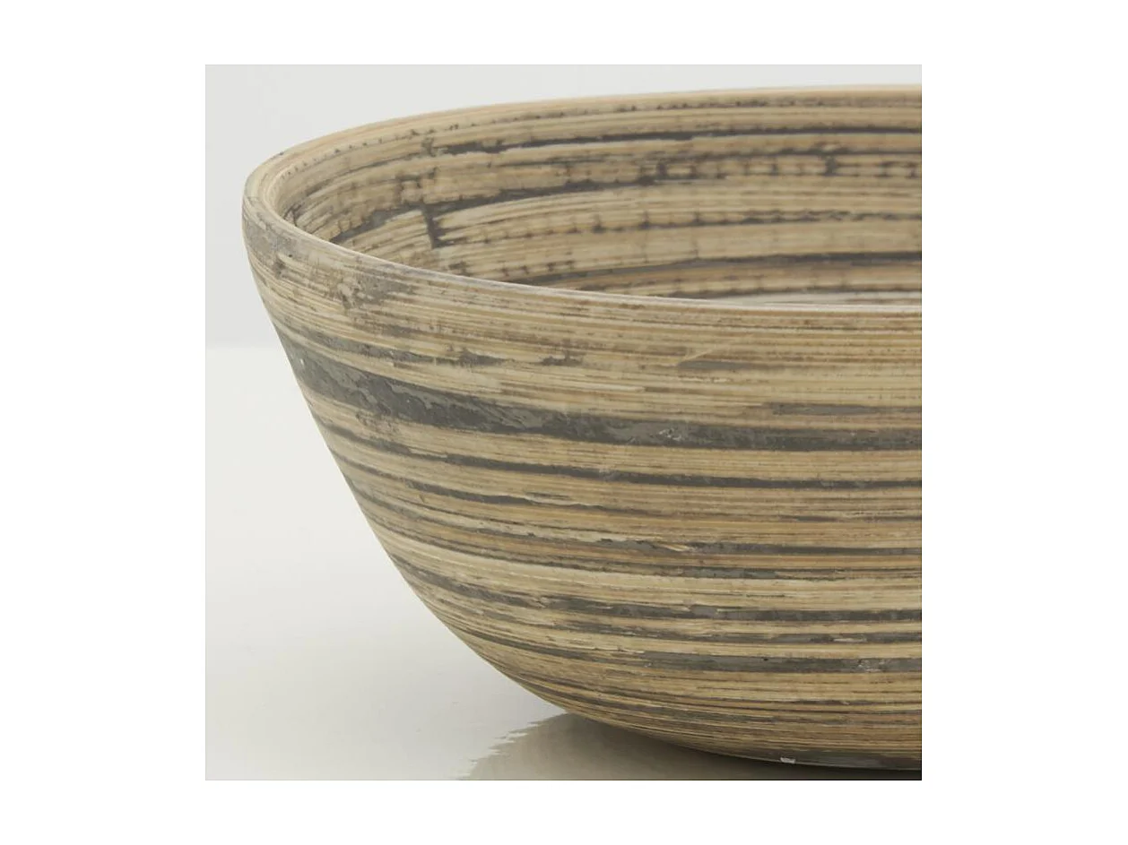 Corbeille ronde en bambou naturel et noir Lot de 2