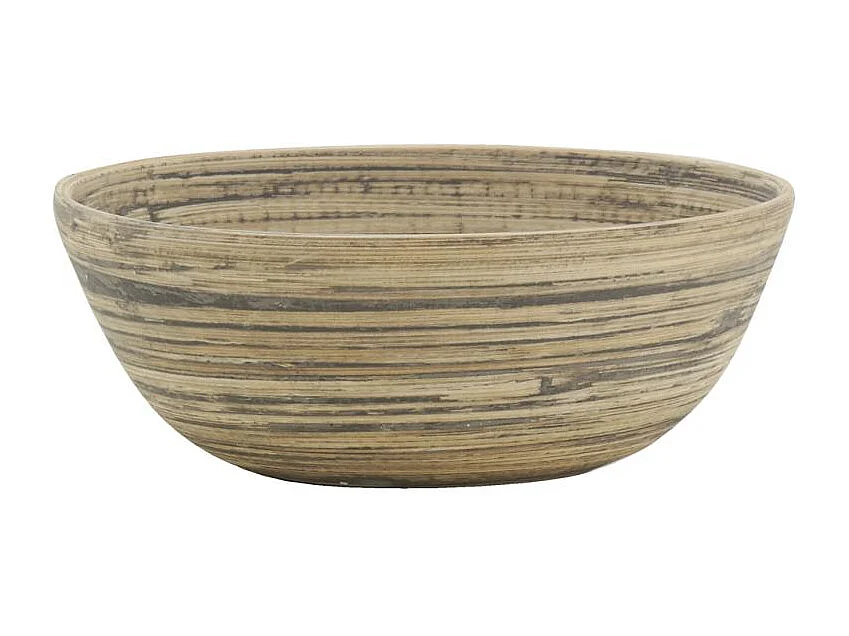 Corbeille ronde en bambou naturel et noir Lot de 2