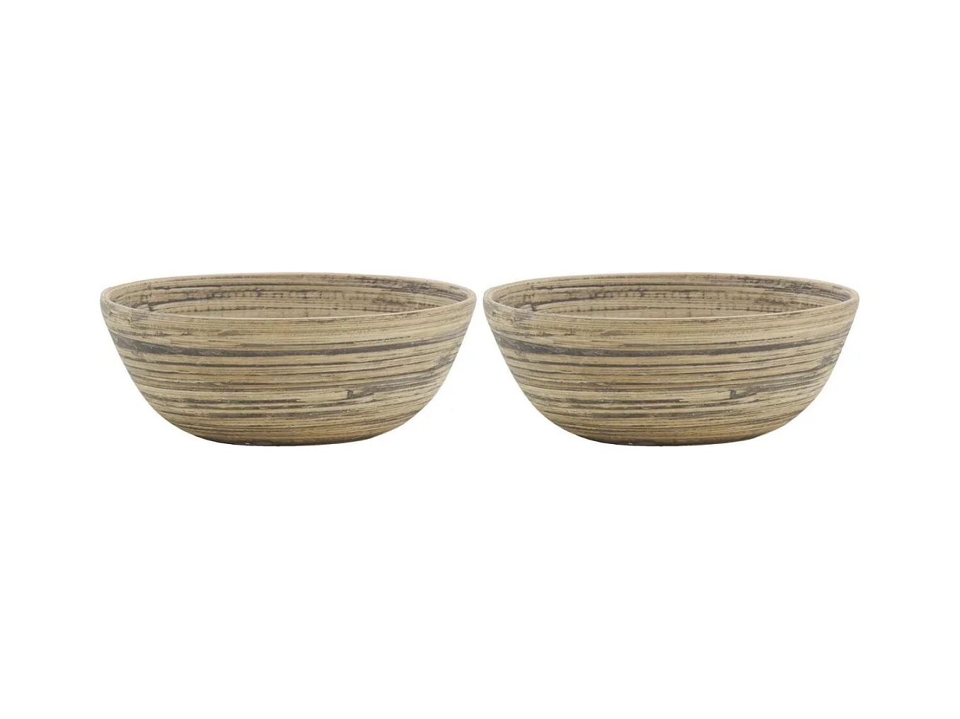 Corbeille ronde en bambou naturel et noir Lot de 2