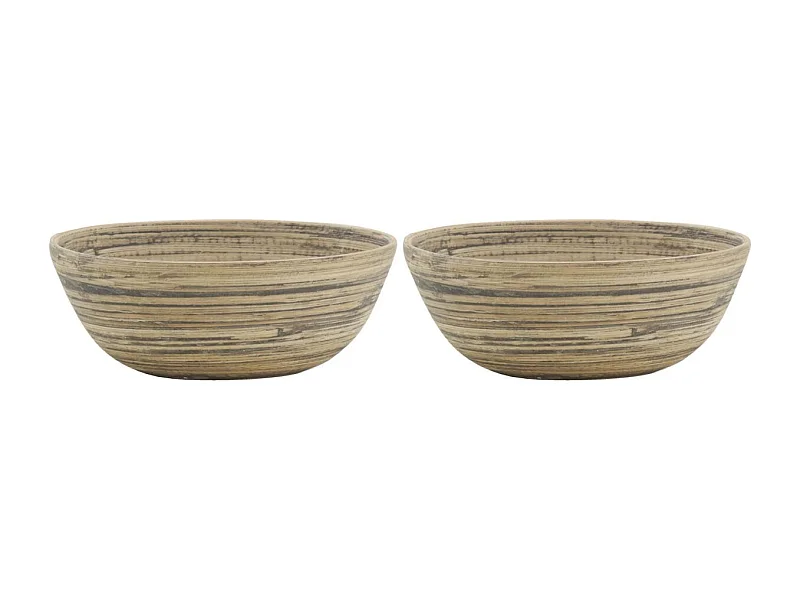 Corbeille ronde en bambou naturel et noir Lot de 2