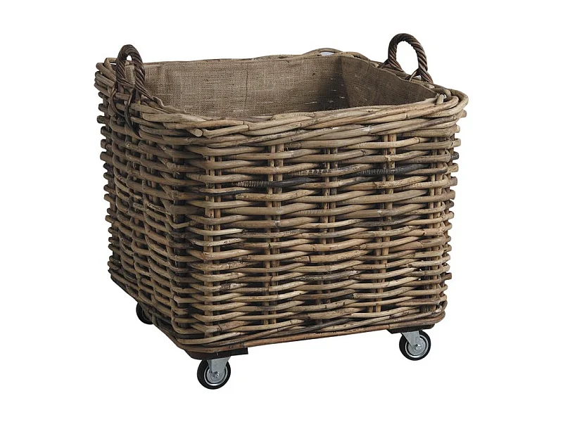Corbeilles de rangement en rotin sur roues