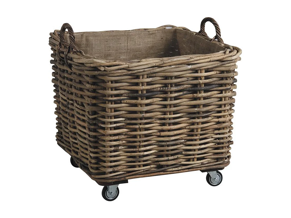 Corbeilles de rangement en rotin sur roues