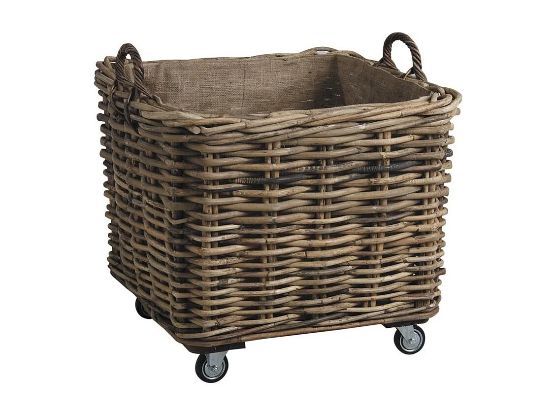Corbeilles de rangement en rotin sur roues